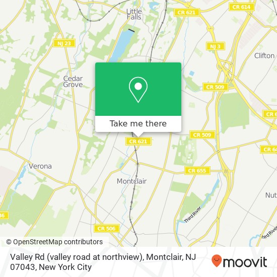 Mapa de Valley Rd (valley road at northview), Montclair, NJ 07043