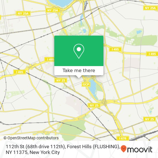 Mapa de 112th St (68th drive 112th), Forest Hills (FLUSHING), NY 11375