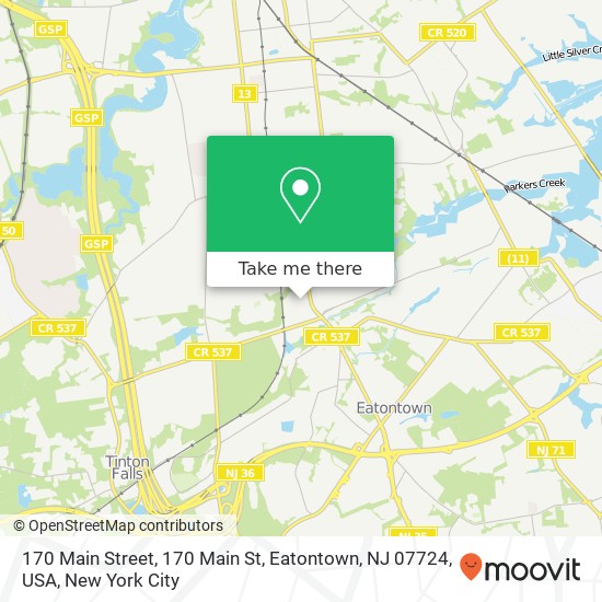 170 Main Street, 170 Main St, Eatontown, NJ 07724, USA map