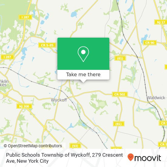 Public Schools Township of Wyckoff, 279 Crescent Ave map