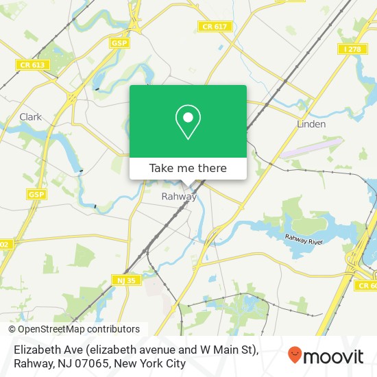 Mapa de Elizabeth Ave (elizabeth avenue and W Main St), Rahway, NJ 07065