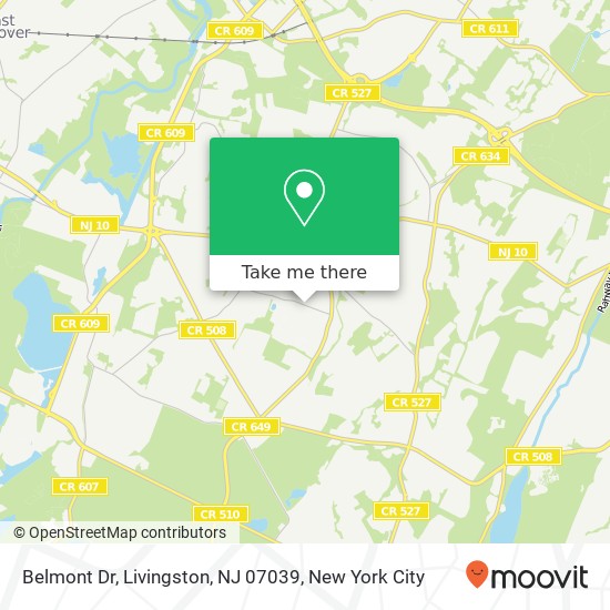 Mapa de Belmont Dr, Livingston, NJ 07039
