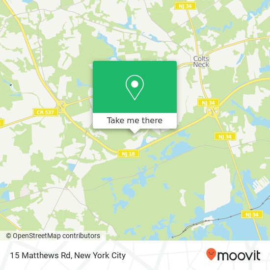 Mapa de 15 Matthews Rd, Colts Neck, NJ 07722