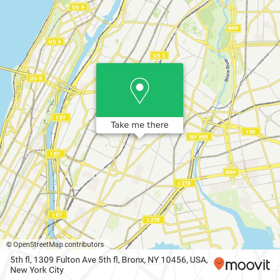 Mapa de 5th fl, 1309 Fulton Ave 5th fl, Bronx, NY 10456, USA