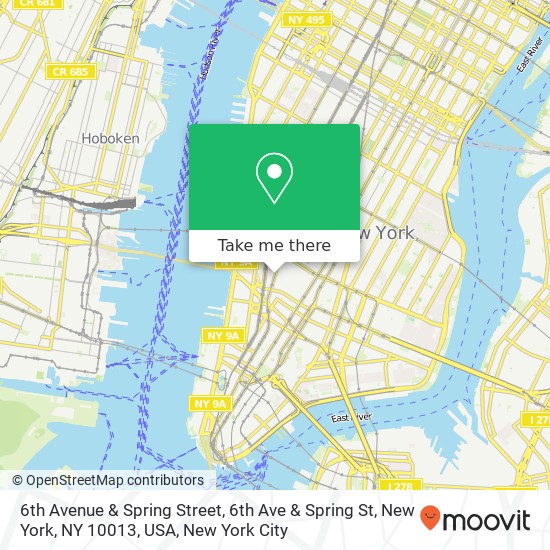 6th Avenue & Spring Street, 6th Ave & Spring St, New York, NY 10013, USA map