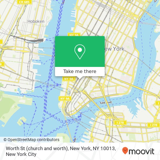 Mapa de Worth St (church and worth), New York, NY 10013