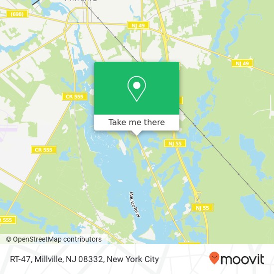 Mapa de RT-47, Millville, NJ 08332