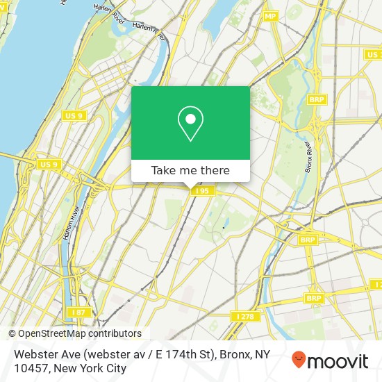 Mapa de Webster Ave (webster av / E 174th St), Bronx, NY 10457