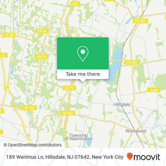 Mapa de 189 Werimus Ln, Hillsdale, NJ 07642