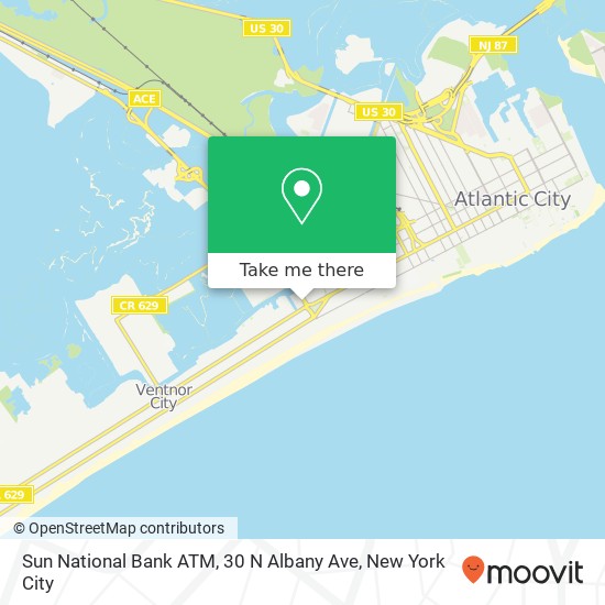 Mapa de Sun National Bank ATM, 30 N Albany Ave