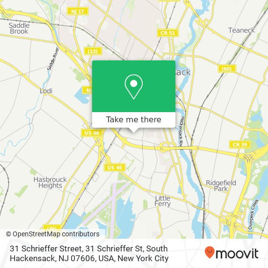 Mapa de 31 Schrieffer Street, 31 Schrieffer St, South Hackensack, NJ 07606, USA