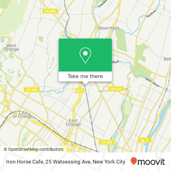 Mapa de Iron Horse Cafe, 25 Watsessing Ave
