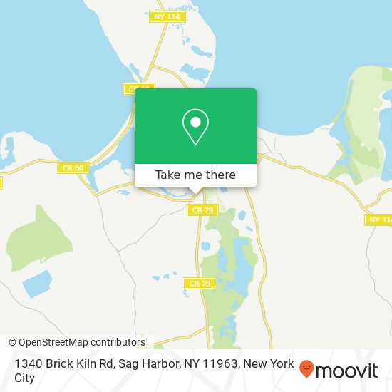 Mapa de 1340 Brick Kiln Rd, Sag Harbor, NY 11963