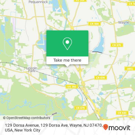 Mapa de 129 Dorsa Avenue, 129 Dorsa Ave, Wayne, NJ 07470, USA