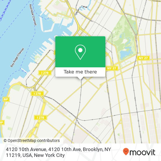4120 10th Avenue, 4120 10th Ave, Brooklyn, NY 11219, USA map