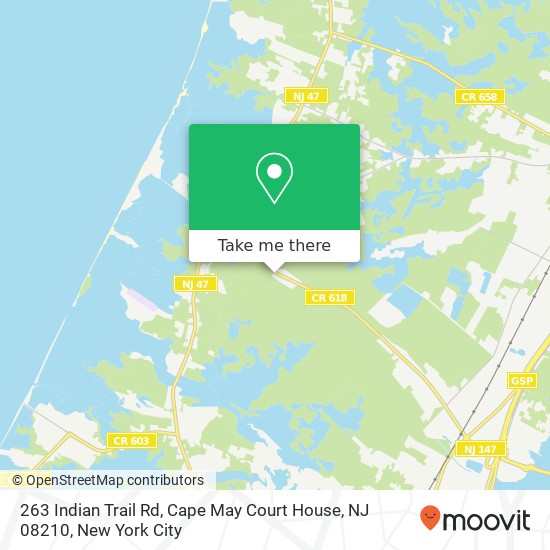 Mapa de 263 Indian Trail Rd, Cape May Court House, NJ 08210