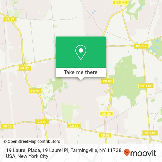 Mapa de 19 Laurel Place, 19 Laurel Pl, Farmingville, NY 11738, USA