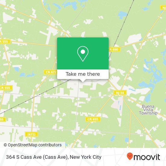 Mapa de 364 S Cass Ave (Cass Ave), Minotola, NJ 08341