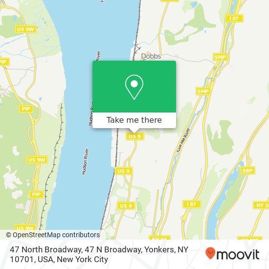 Mapa de 47 North Broadway, 47 N Broadway, Yonkers, NY 10701, USA