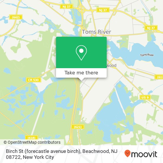 Mapa de Birch St (forecastle avenue birch), Beachwood, NJ 08722