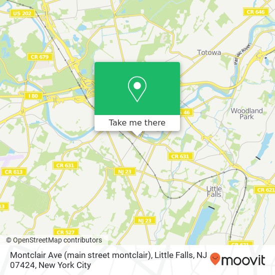 Mapa de Montclair Ave (main street montclair), Little Falls, NJ 07424