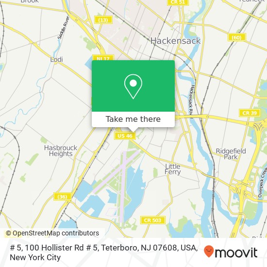 Mapa de # 5, 100 Hollister Rd # 5, Teterboro, NJ 07608, USA