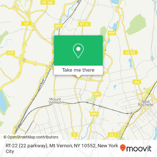 Mapa de RT-22 (22 parkway), Mt Vernon, NY 10552