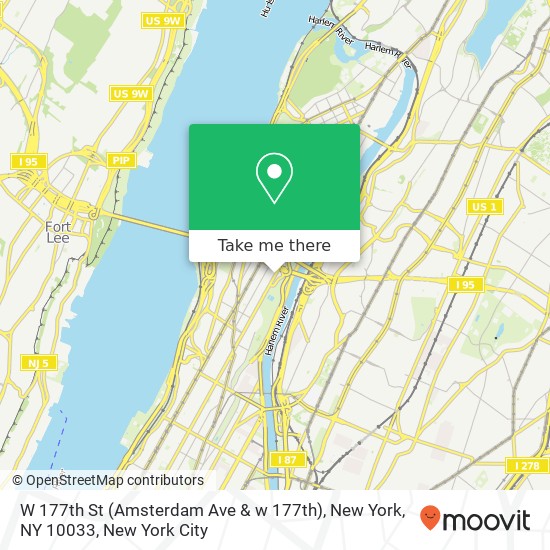 Mapa de W 177th St (Amsterdam Ave & w 177th), New York, NY 10033