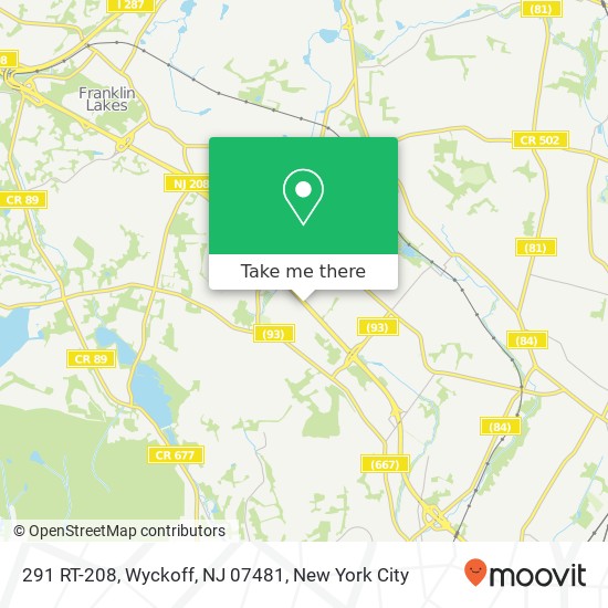 Mapa de 291 RT-208, Wyckoff, NJ 07481