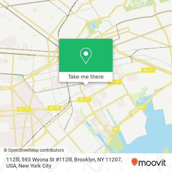 112lll, 593 Wyona St #112lll, Brooklyn, NY 11207, USA map