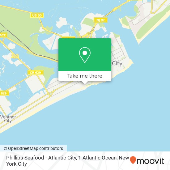 Mapa de Phillips Seafood - Atlantic City, 1 Atlantic Ocean