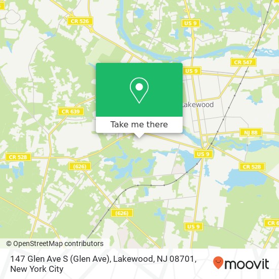 Mapa de 147 Glen Ave S (Glen Ave), Lakewood, NJ 08701
