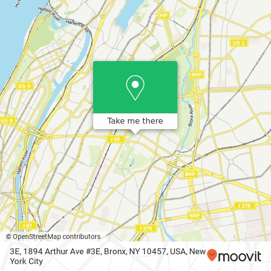 Mapa de 3E, 1894 Arthur Ave #3E, Bronx, NY 10457, USA