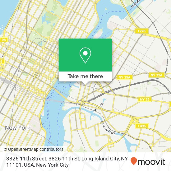 3826 11th Street, 3826 11th St, Long Island City, NY 11101, USA map