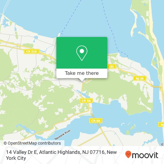 Mapa de 14 Valley Dr E, Atlantic Highlands, NJ 07716