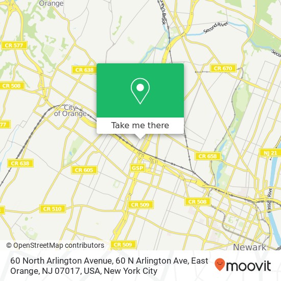 60 North Arlington Avenue, 60 N Arlington Ave, East Orange, NJ 07017, USA map