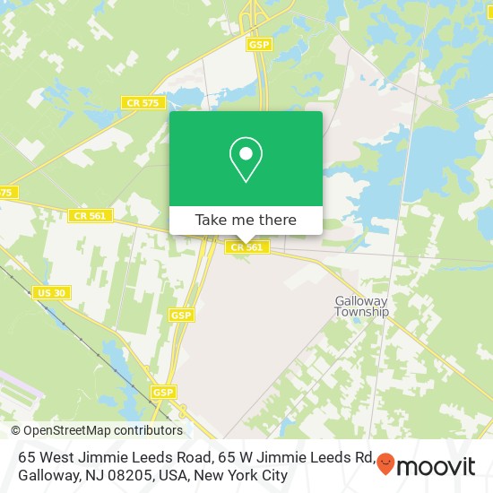 Mapa de 65 West Jimmie Leeds Road, 65 W Jimmie Leeds Rd, Galloway, NJ 08205, USA