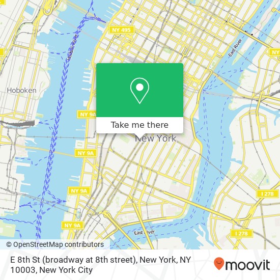 E 8th St (broadway at 8th street), New York, NY 10003 map