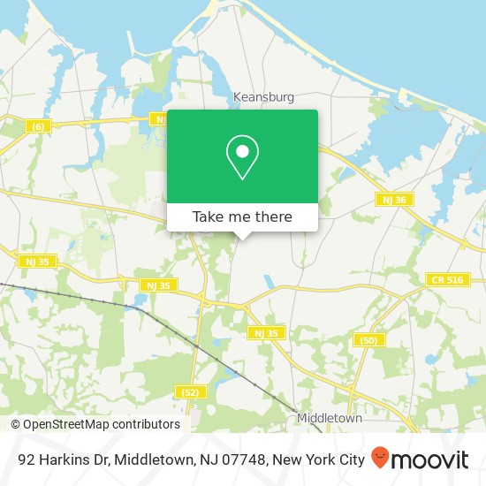 Mapa de 92 Harkins Dr, Middletown, NJ 07748