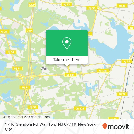 Mapa de 1746 Glendola Rd, Wall Twp, NJ 07719