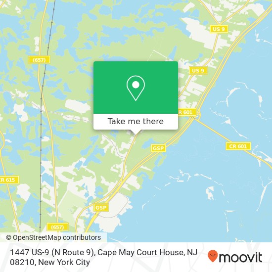 Mapa de 1447 US-9 (N Route 9), Cape May Court House, NJ 08210