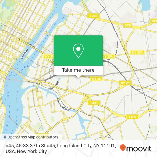 Mapa de a45, 45-33 37th St a45, Long Island City, NY 11101, USA