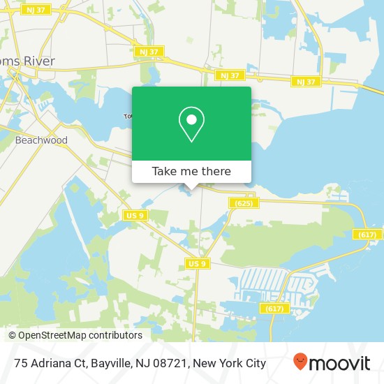 Mapa de 75 Adriana Ct, Bayville, NJ 08721