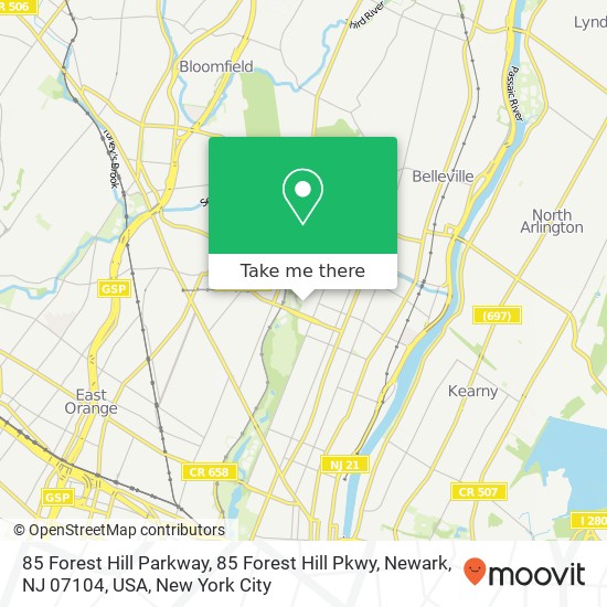 85 Forest Hill Parkway, 85 Forest Hill Pkwy, Newark, NJ 07104, USA map