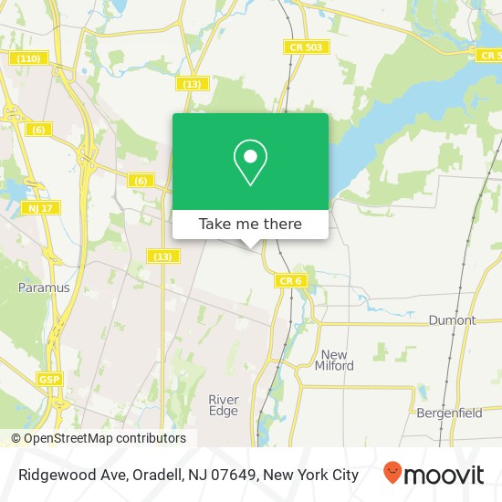 Ridgewood Ave, Oradell, NJ 07649 map