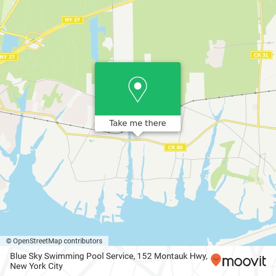 Blue Sky Swimming Pool Service, 152 Montauk Hwy map