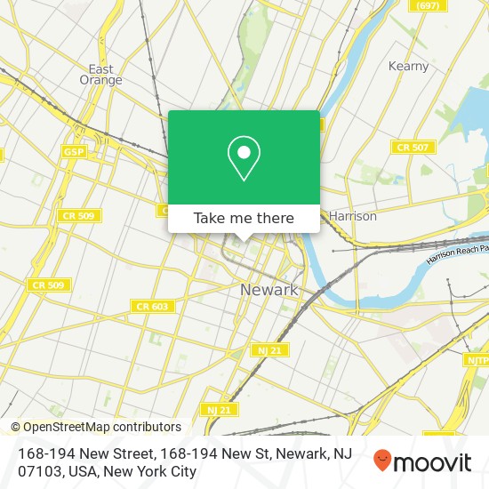 Mapa de 168-194 New Street, 168-194 New St, Newark, NJ 07103, USA