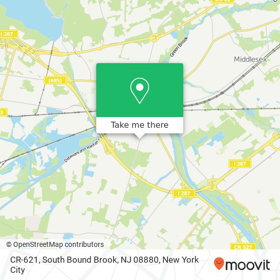 Mapa de CR-621, South Bound Brook, NJ 08880
