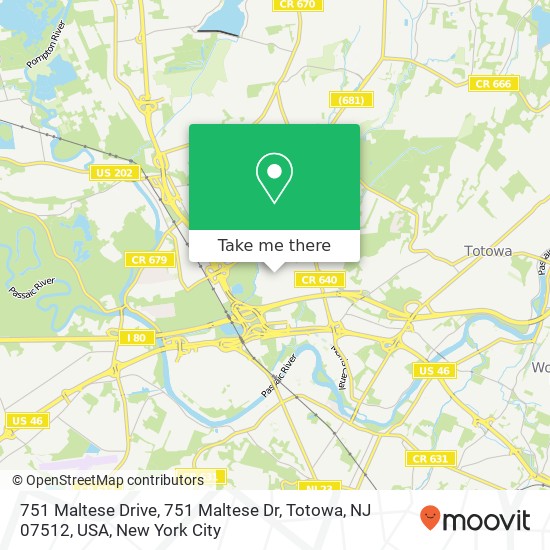 Mapa de 751 Maltese Drive, 751 Maltese Dr, Totowa, NJ 07512, USA