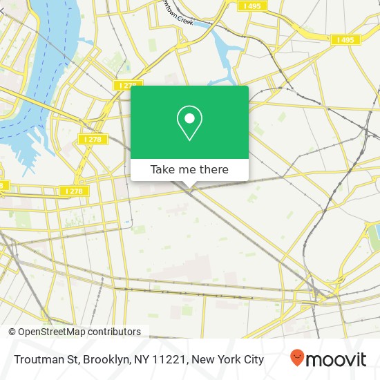 Mapa de Troutman St, Brooklyn, NY 11221